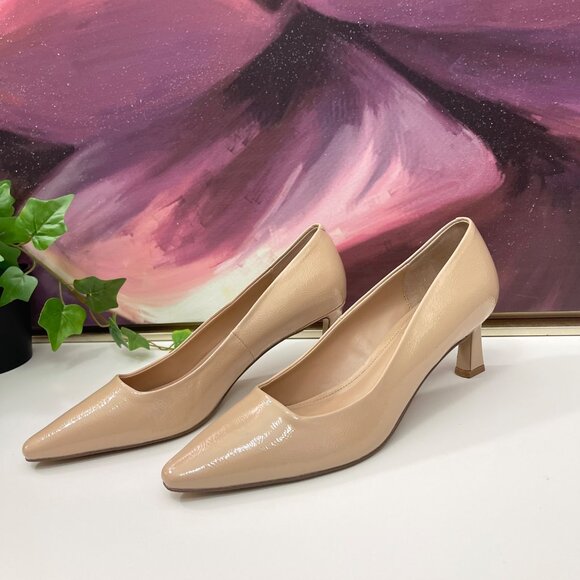 New Steve Madden Womens Pointed Toe Kitten Heel Pumps in Blush Patent 9 - Picture 4 of 13